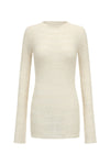 SWAYING/KNIT striped diagonal sleeve bottoming shirt SW23AW1T14 white